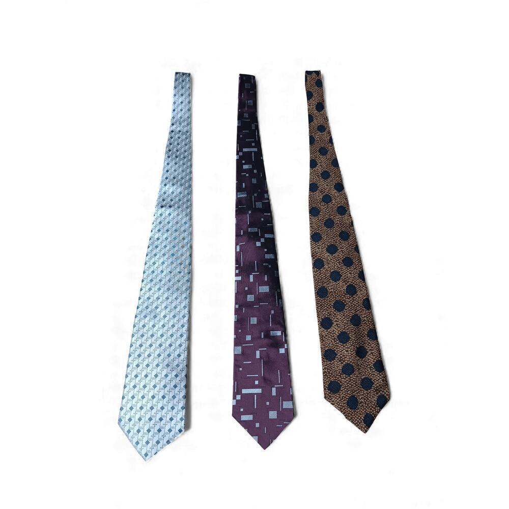 Calvin Klein Silk Tie Bundle 3 Designer Neckties 54 Inch Length High End Soft